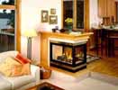 three-sided gas fireplace